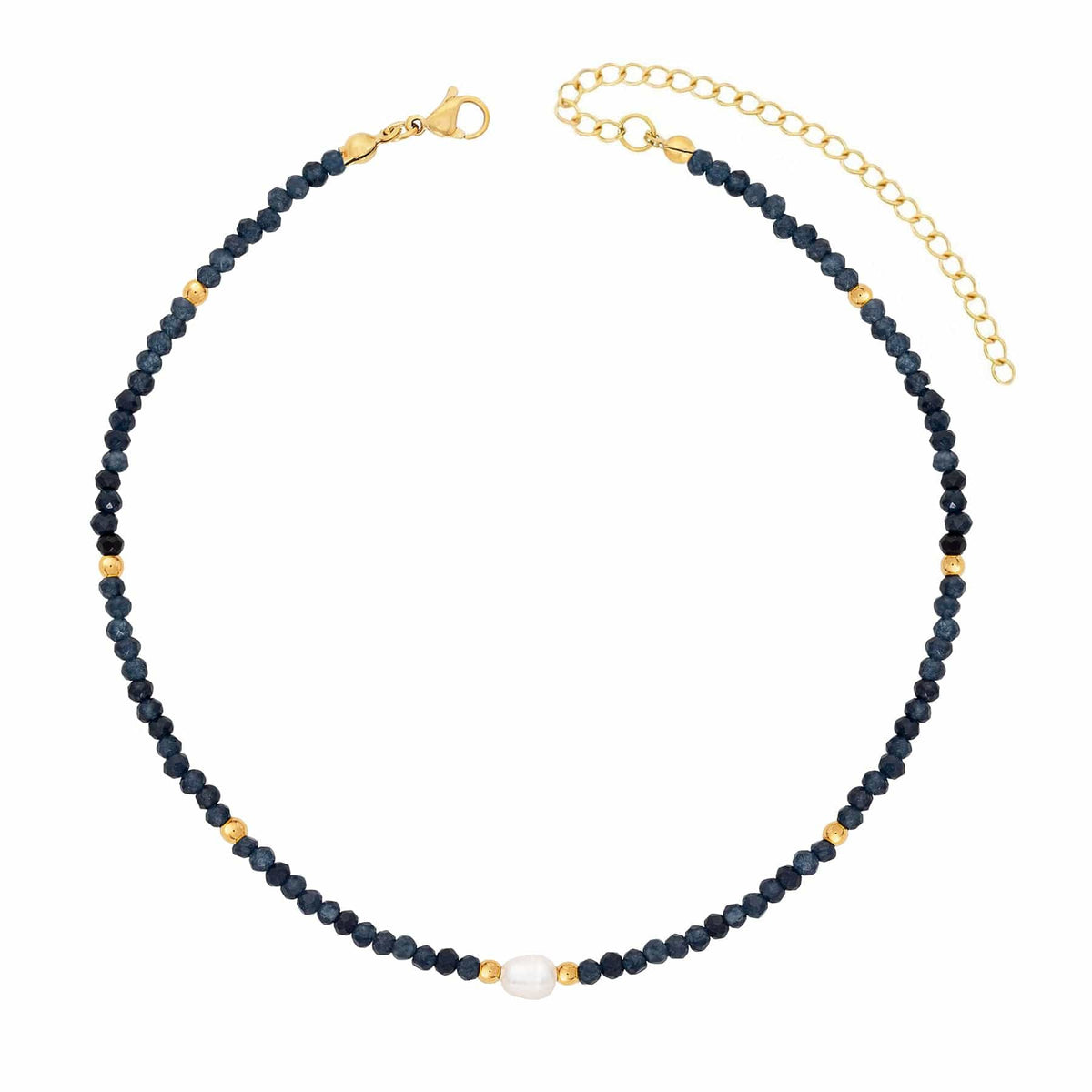 BohoMoon Stainless Steel Navy Pearl Choker Gold